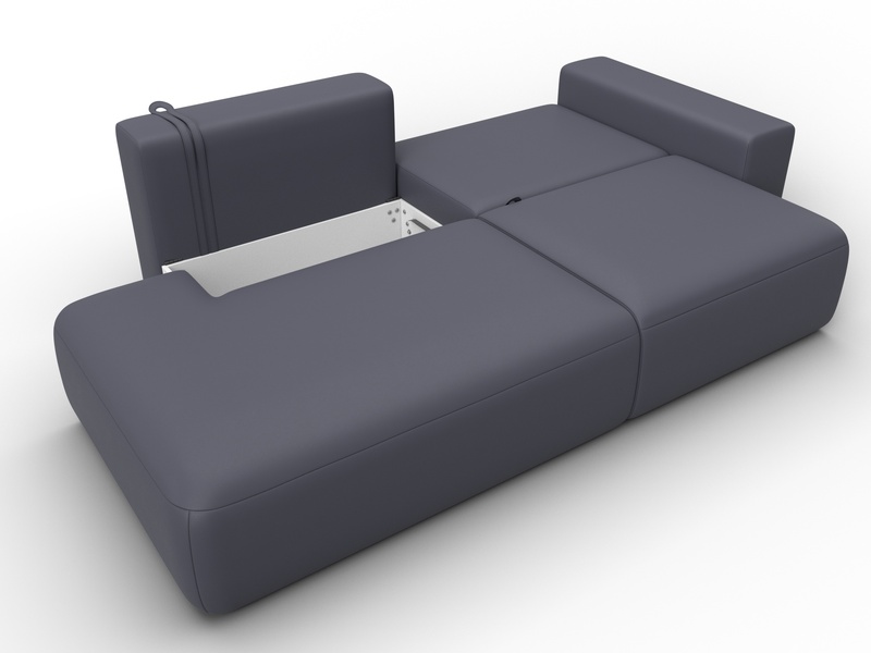 Диван прямой Лига-036 НПБ Модерн подлокотник справа, Экокожа, GRIFON 15 серый