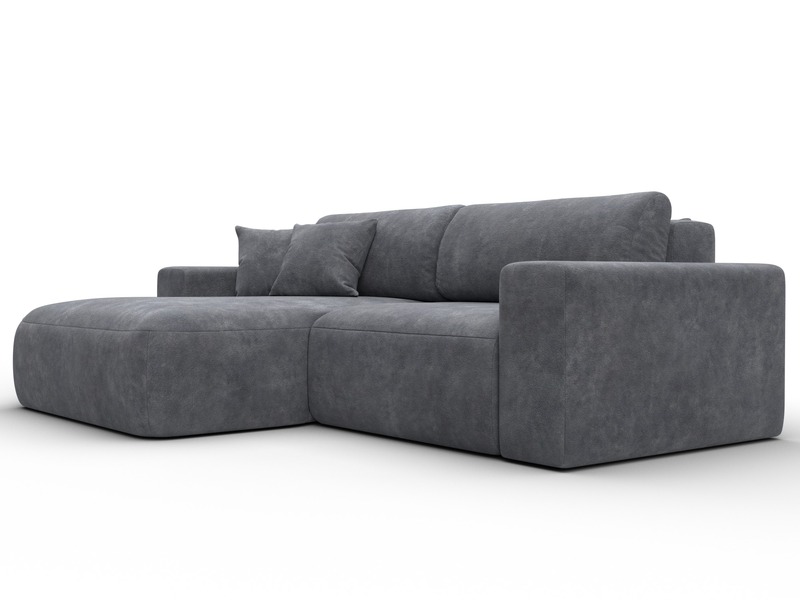 Диван угловой Лига-036 НПБ Классик левый угол, Велюр, BRUT 16 темно-серый