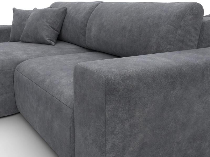 Диван угловой Лига-036 НПБ Классик левый угол, Велюр, BRUT 16 темно-серый