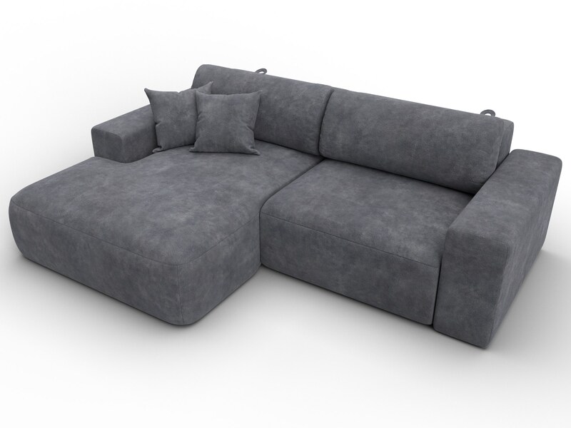 Диван угловой Лига-036 НПБ Классик левый угол, Велюр, BRUT 16 темно-серый