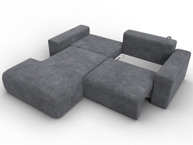 Диван угловой Лига-036 НПБ Классик левый угол, Велюр, BRUT 16 темно-серый