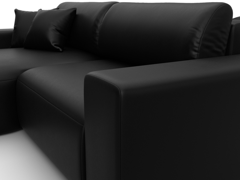 Диван угловой Лига-036 НПБ Классик левый угол, Экокожа, GRIFON 18 черный