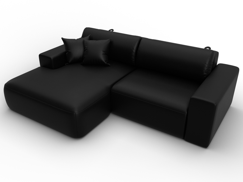 Диван угловой Лига-036 НПБ Классик левый угол, Экокожа, GRIFON 18 черный