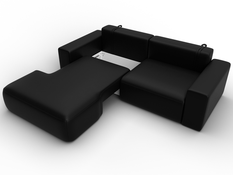 Диван угловой Лига-036 НПБ Классик левый угол, Экокожа, GRIFON 18 черный