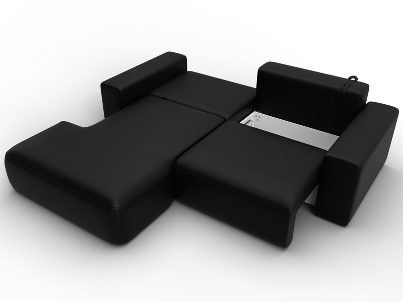 Диван угловой Лига-036 НПБ Классик левый угол, Экокожа, GRIFON 18 черный