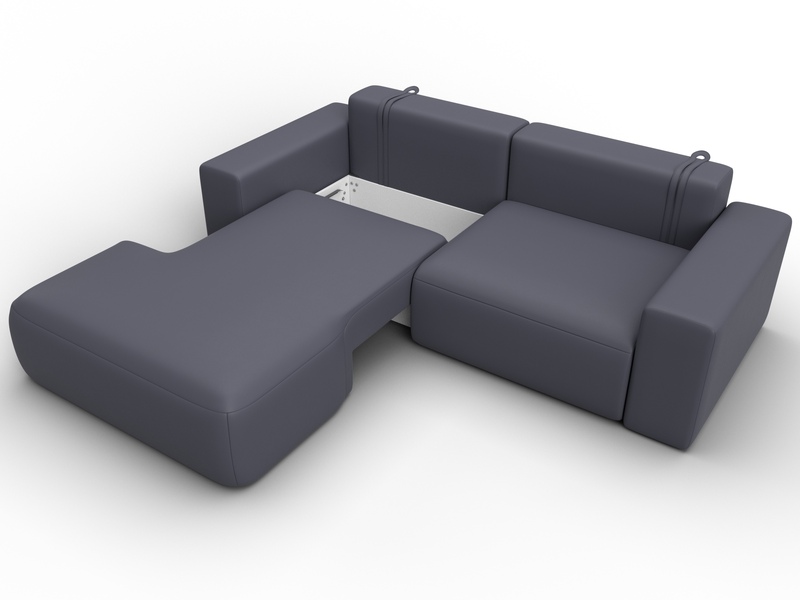 Диван угловой Лига-036 НПБ Классик левый угол, Экокожа, GRIFON 15 серый