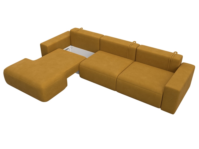 Диван угловой Лига-036 НПБ Классик Лонг левый угол, Велюр, BRUT 10 желтый