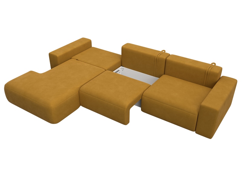 Диван угловой Лига-036 НПБ Классик Лонг левый угол, Велюр, BRUT 10 желтый