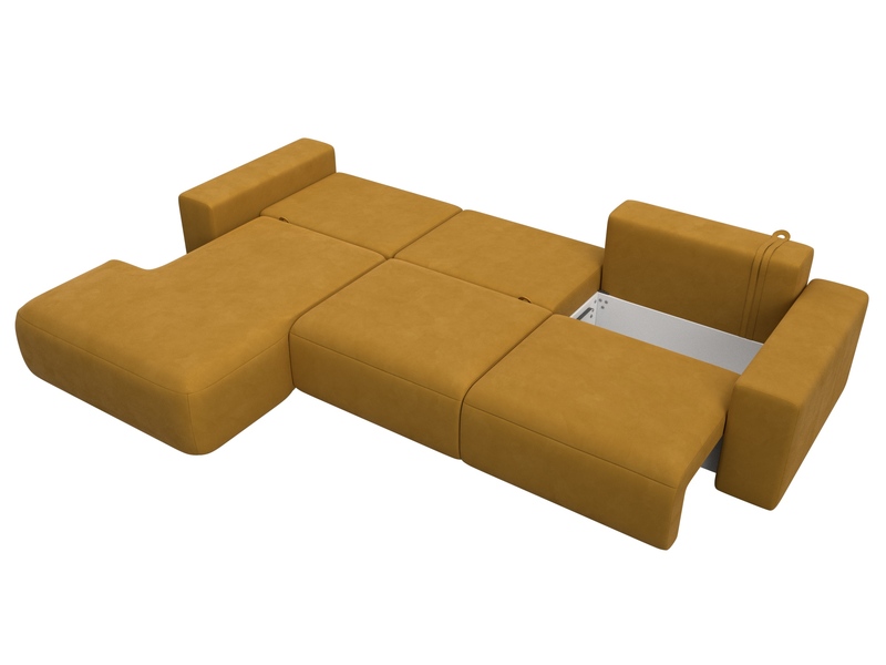 Диван угловой Лига-036 НПБ Классик Лонг левый угол, Велюр, BRUT 10 желтый
