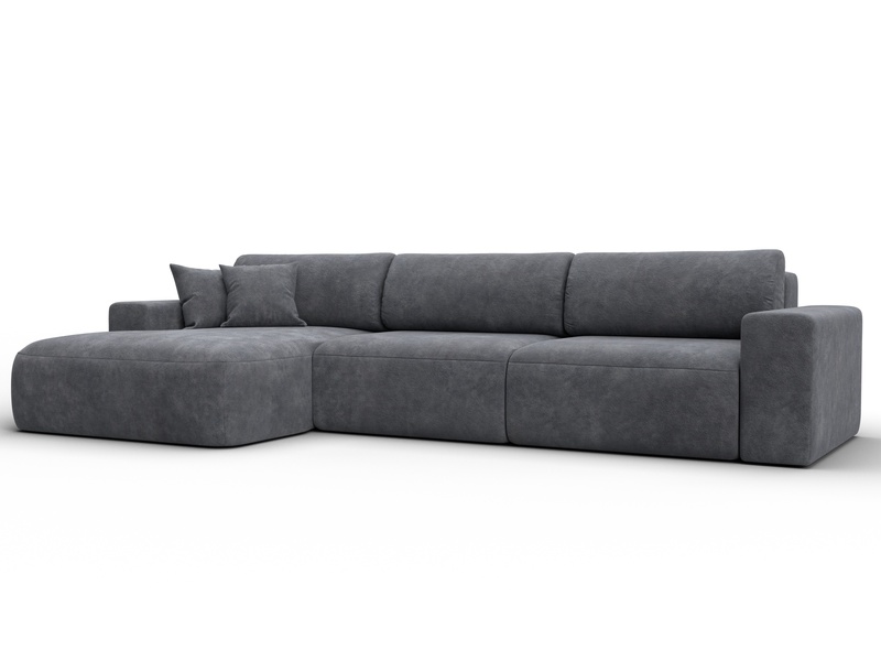 Диван угловой Лига-036 НПБ Классик Лонг левый угол, Велюр, BRUT 16 темно-серый