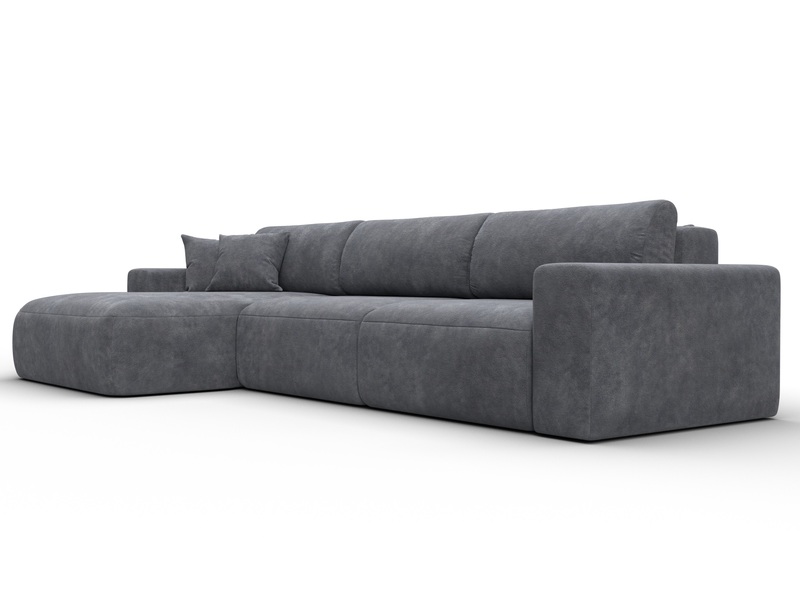 Диван угловой Лига-036 НПБ Классик Лонг левый угол, Велюр, BRUT 16 темно-серый