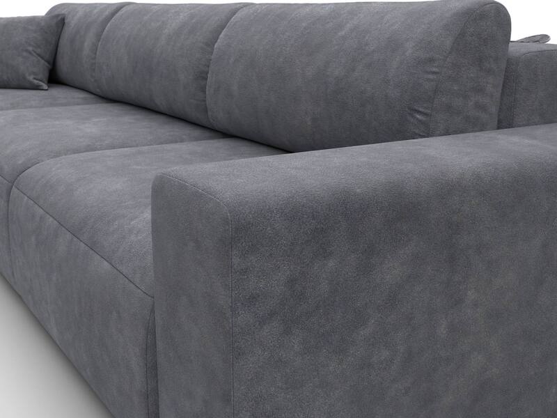 Диван угловой Лига-036 НПБ Классик Лонг левый угол, Велюр, BRUT 16 темно-серый