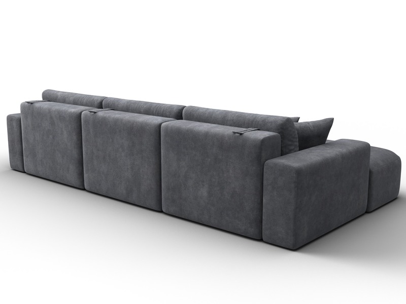 Диван угловой Лига-036 НПБ Классик Лонг левый угол, Велюр, BRUT 16 темно-серый