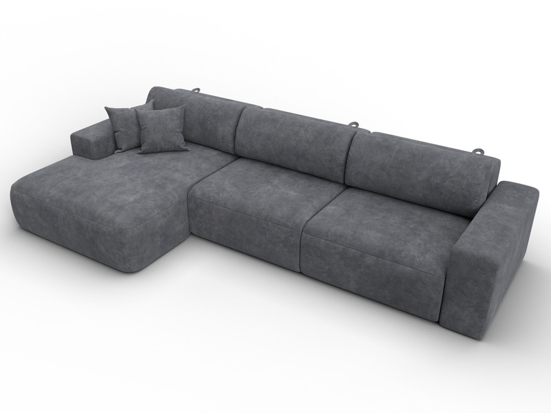 Диван угловой Лига-036 НПБ Классик Лонг левый угол, Велюр, BRUT 16 темно-серый