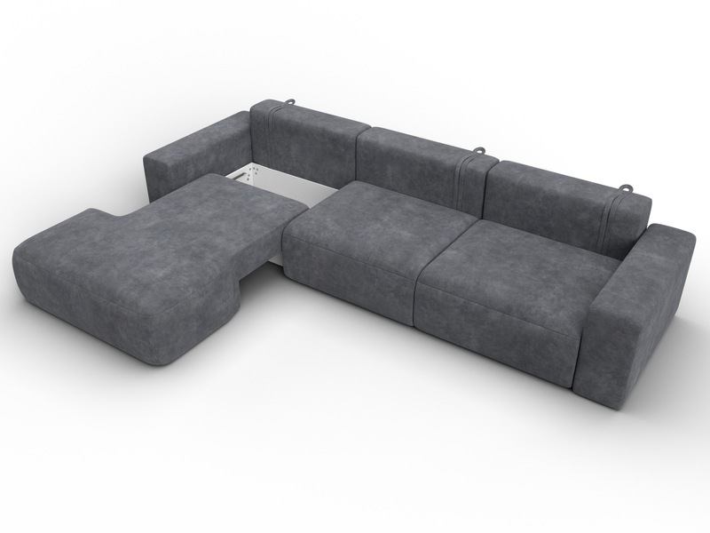 Диван угловой Лига-036 НПБ Классик Лонг левый угол, Велюр, BRUT 16 темно-серый