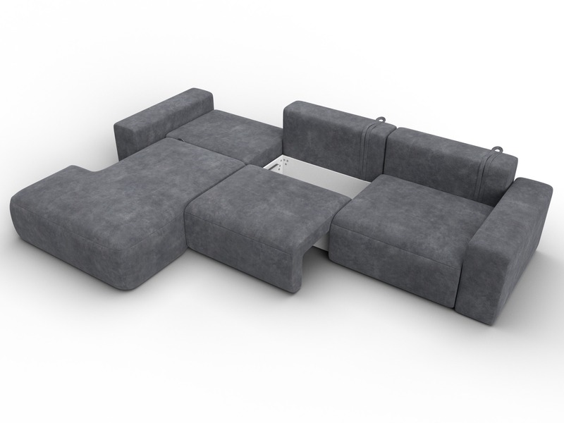 Диван угловой Лига-036 НПБ Классик Лонг левый угол, Велюр, BRUT 16 темно-серый