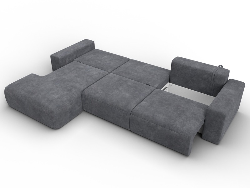 Диван угловой Лига-036 НПБ Классик Лонг левый угол, Велюр, BRUT 16 темно-серый