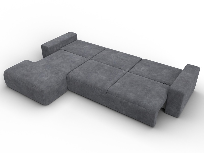 Диван угловой Лига-036 НПБ Классик Лонг левый угол, Велюр, BRUT 16 темно-серый