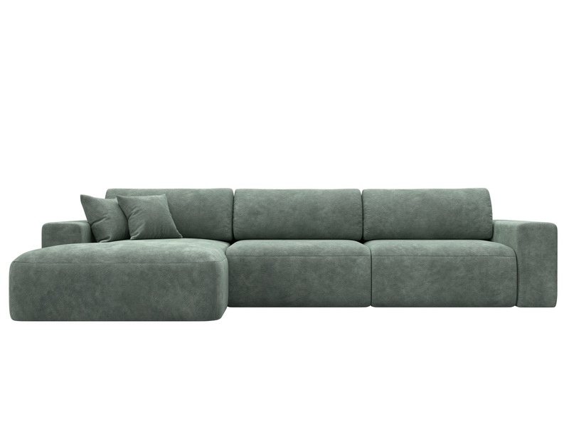 Диван угловой Лига-036 НПБ Классик Лонг левый угол, Велюр, BRUT 08 зеленый