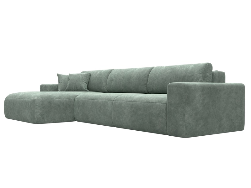 Диван угловой Лига-036 НПБ Классик Лонг левый угол, Велюр, BRUT 08 зеленый