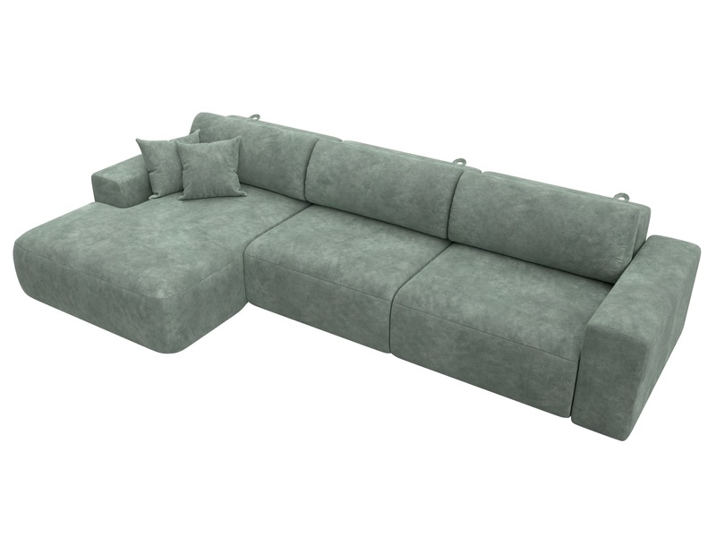 Диван угловой Лига-036 НПБ Классик Лонг левый угол, Велюр, BRUT 08 зеленый
