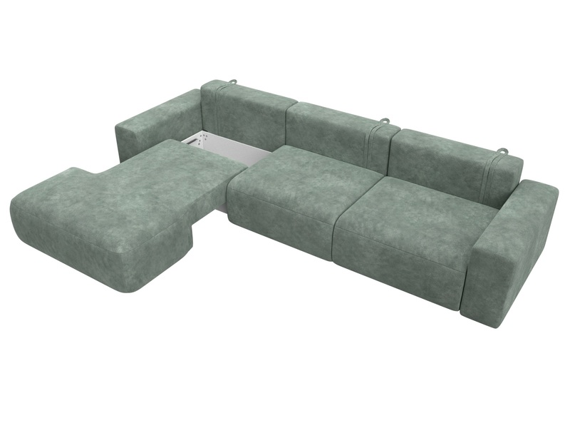Диван угловой Лига-036 НПБ Классик Лонг левый угол, Велюр, BRUT 08 зеленый