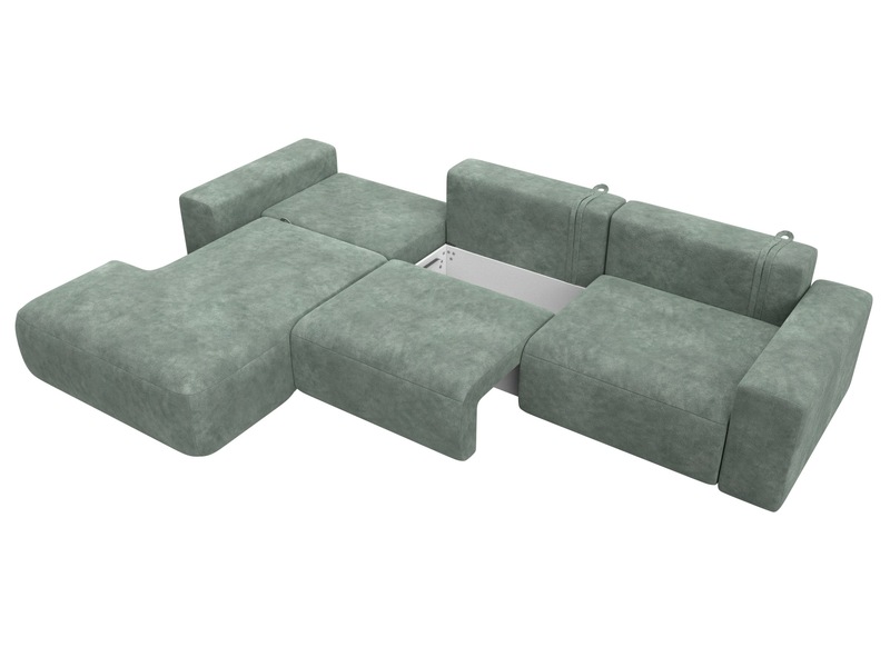 Диван угловой Лига-036 НПБ Классик Лонг левый угол, Велюр, BRUT 08 зеленый