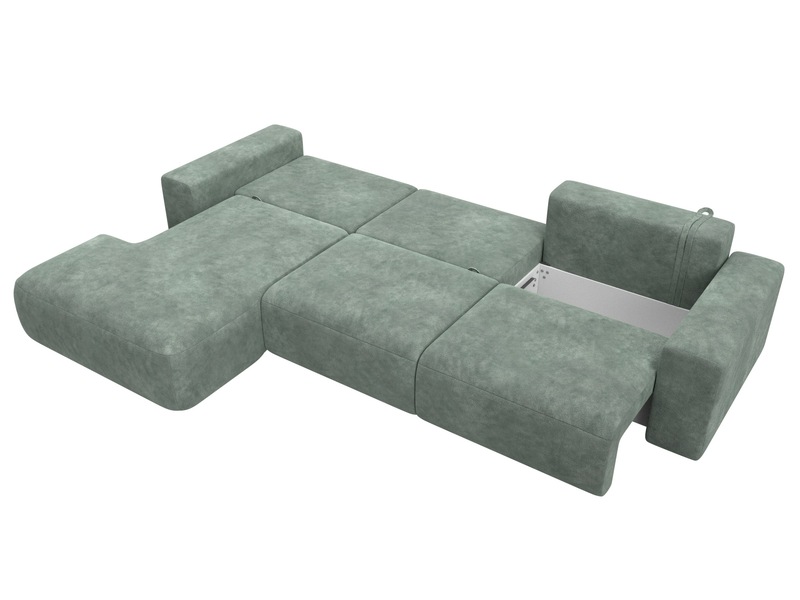 Диван угловой Лига-036 НПБ Классик Лонг левый угол, Велюр, BRUT 08 зеленый