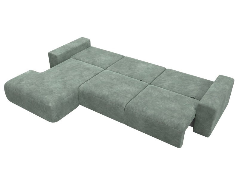 Диван угловой Лига-036 НПБ Классик Лонг левый угол, Велюр, BRUT 08 зеленый