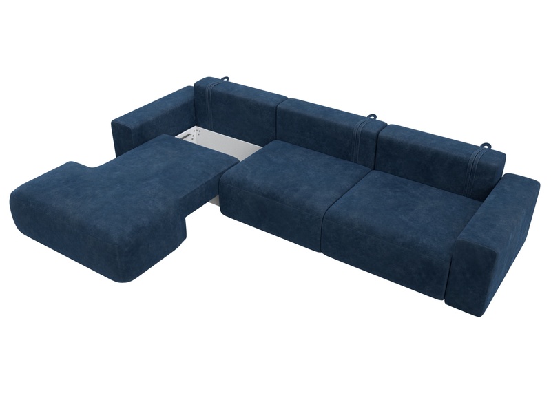 Диван угловой Лига-036 НПБ Классик Лонг левый угол, Велюр, BRUT 11 синий