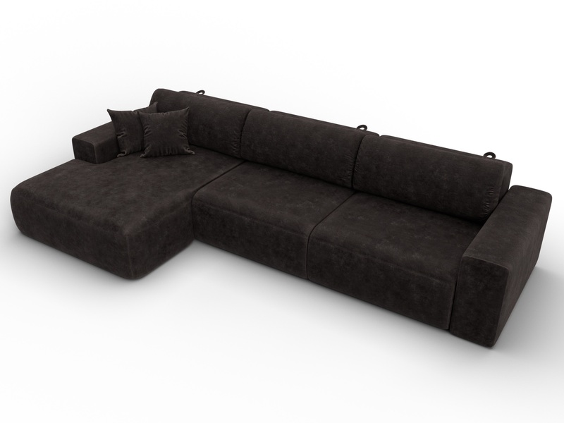 Диван угловой Лига-036 НПБ Классик Лонг левый угол, Велюр, BRUT 17 коричневый