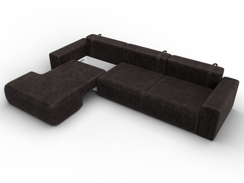 Диван угловой Лига-036 НПБ Классик Лонг левый угол, Велюр, BRUT 17 коричневый