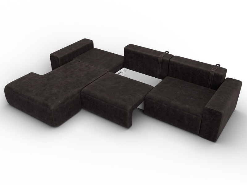 Диван угловой Лига-036 НПБ Классик Лонг левый угол, Велюр, BRUT 17 коричневый