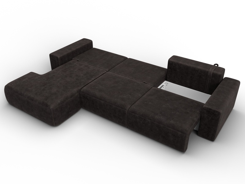 Диван угловой Лига-036 НПБ Классик Лонг левый угол, Велюр, BRUT 17 коричневый