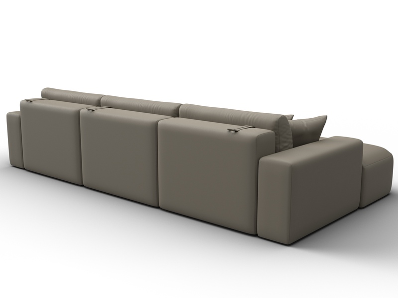 Диван угловой Лига-036 НПБ Классик Лонг левый угол, Экокожа, GRIFON 04 бежевый