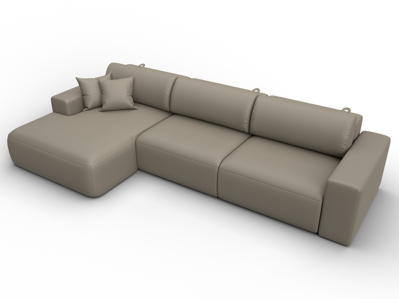 Диван угловой Лига-036 НПБ Классик Лонг левый угол, Экокожа, GRIFON 04 бежевый