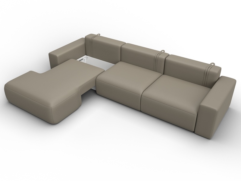 Диван угловой Лига-036 НПБ Классик Лонг левый угол, Экокожа, GRIFON 04 бежевый