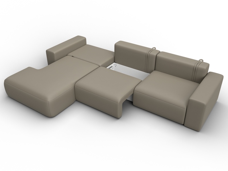 Диван угловой Лига-036 НПБ Классик Лонг левый угол, Экокожа, GRIFON 04 бежевый