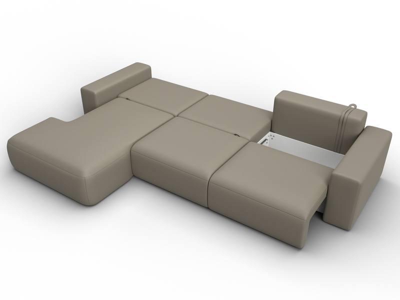 Диван угловой Лига-036 НПБ Классик Лонг левый угол, Экокожа, GRIFON 04 бежевый