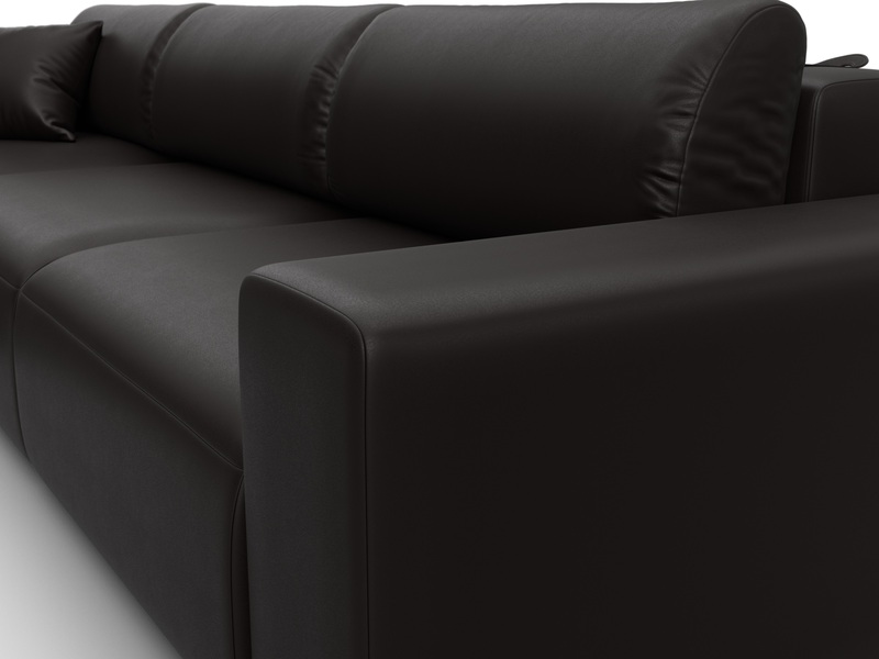 Диван угловой Лига-036 НПБ Классик Лонг левый угол, Экокожа, GRIFON 12 коричневый