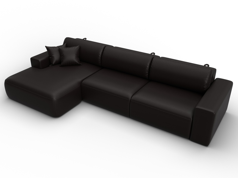 Диван угловой Лига-036 НПБ Классик Лонг левый угол, Экокожа, GRIFON 12 коричневый