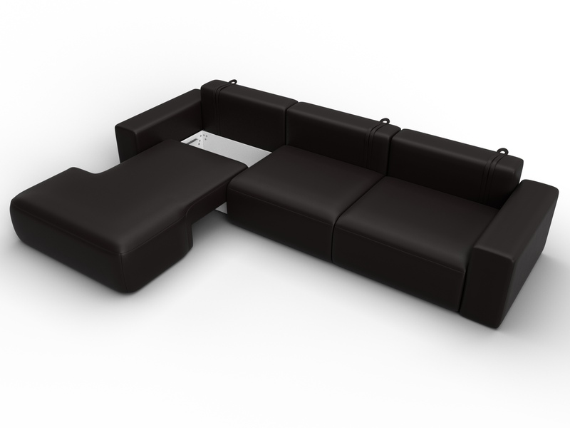 Диван угловой Лига-036 НПБ Классик Лонг левый угол, Экокожа, GRIFON 12 коричневый