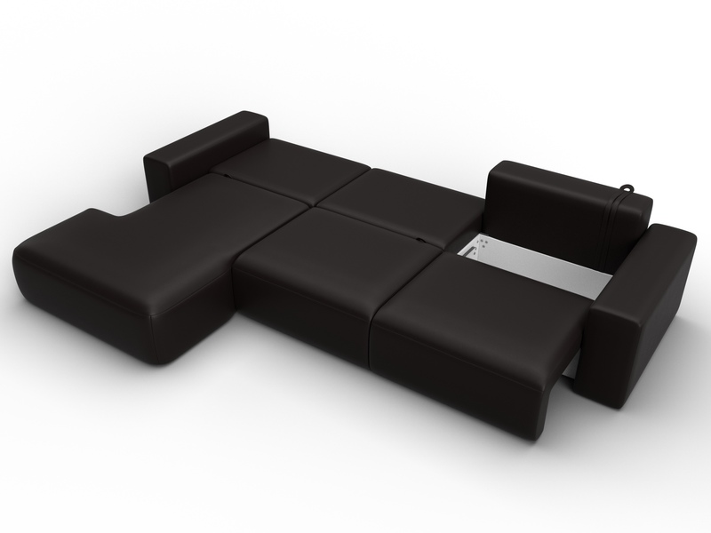 Диван угловой Лига-036 НПБ Классик Лонг левый угол, Экокожа, GRIFON 12 коричневый