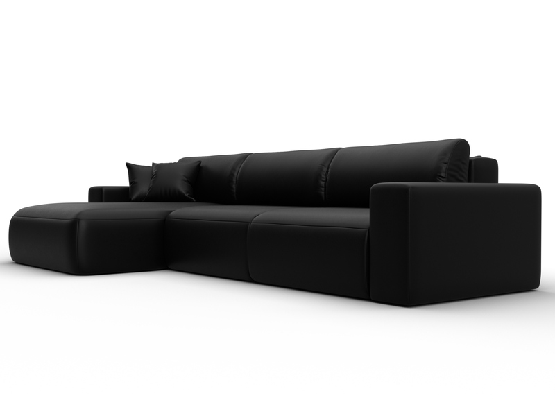 Диван угловой Лига-036 НПБ Классик Лонг левый угол, Экокожа, GRIFON 18 черный