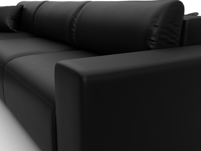 Диван угловой Лига-036 НПБ Классик Лонг левый угол, Экокожа, GRIFON 18 черный