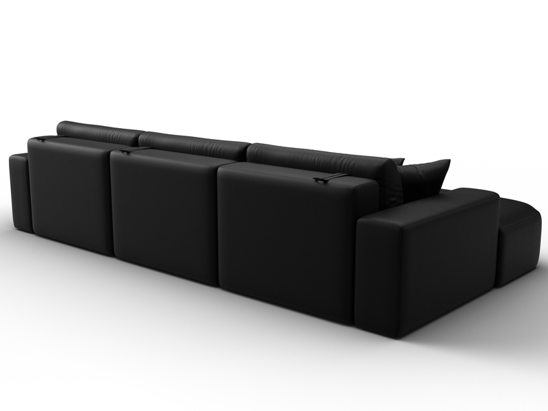 Диван угловой Лига-036 НПБ Классик Лонг левый угол, Экокожа, GRIFON 18 черный