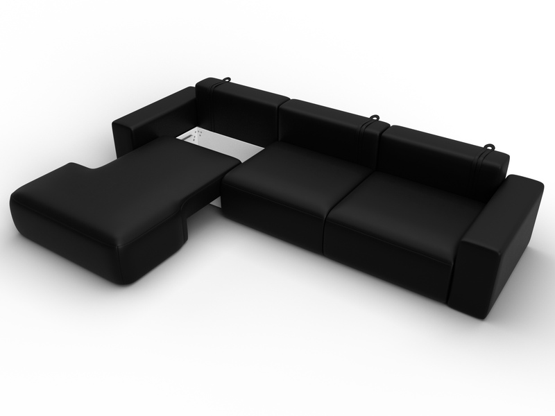 Диван угловой Лига-036 НПБ Классик Лонг левый угол, Экокожа, GRIFON 18 черный