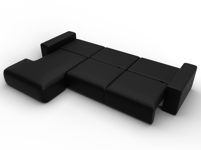 Диван угловой Лига-036 НПБ Классик Лонг левый угол, Экокожа, GRIFON 18 черный