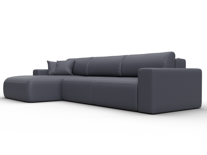 Диван угловой Лига-036 НПБ Классик Лонг левый угол, Экокожа, GRIFON 15 серый