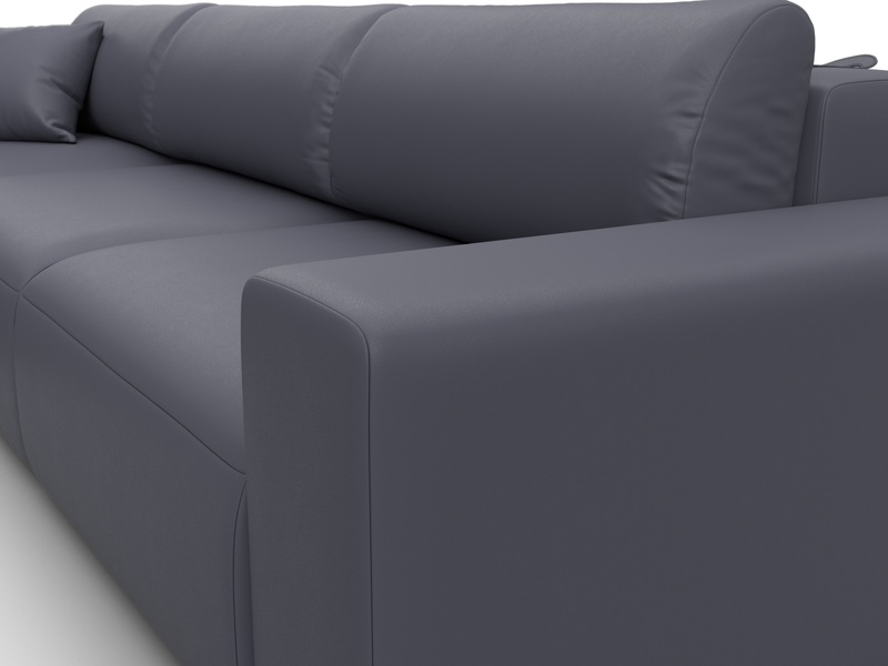 Диван угловой Лига-036 НПБ Классик Лонг левый угол, Экокожа, GRIFON 15 серый